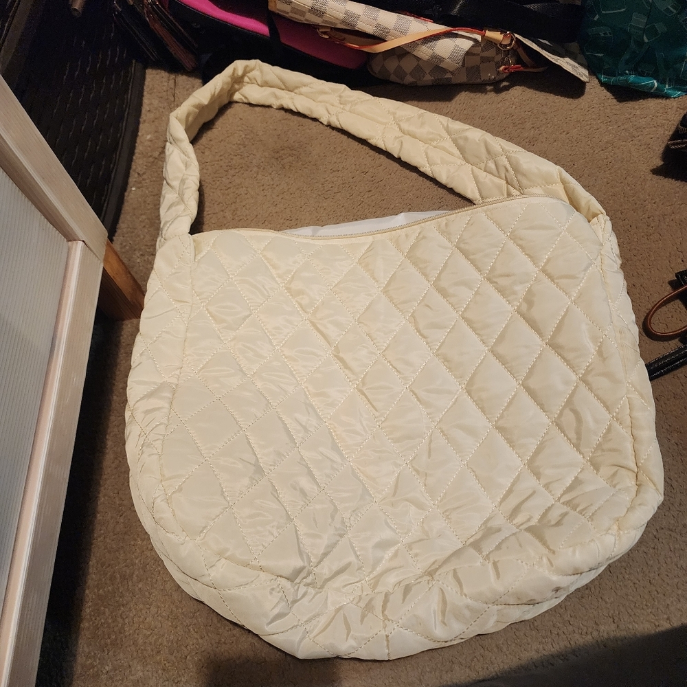 Quilted Cream Shoulder Bag